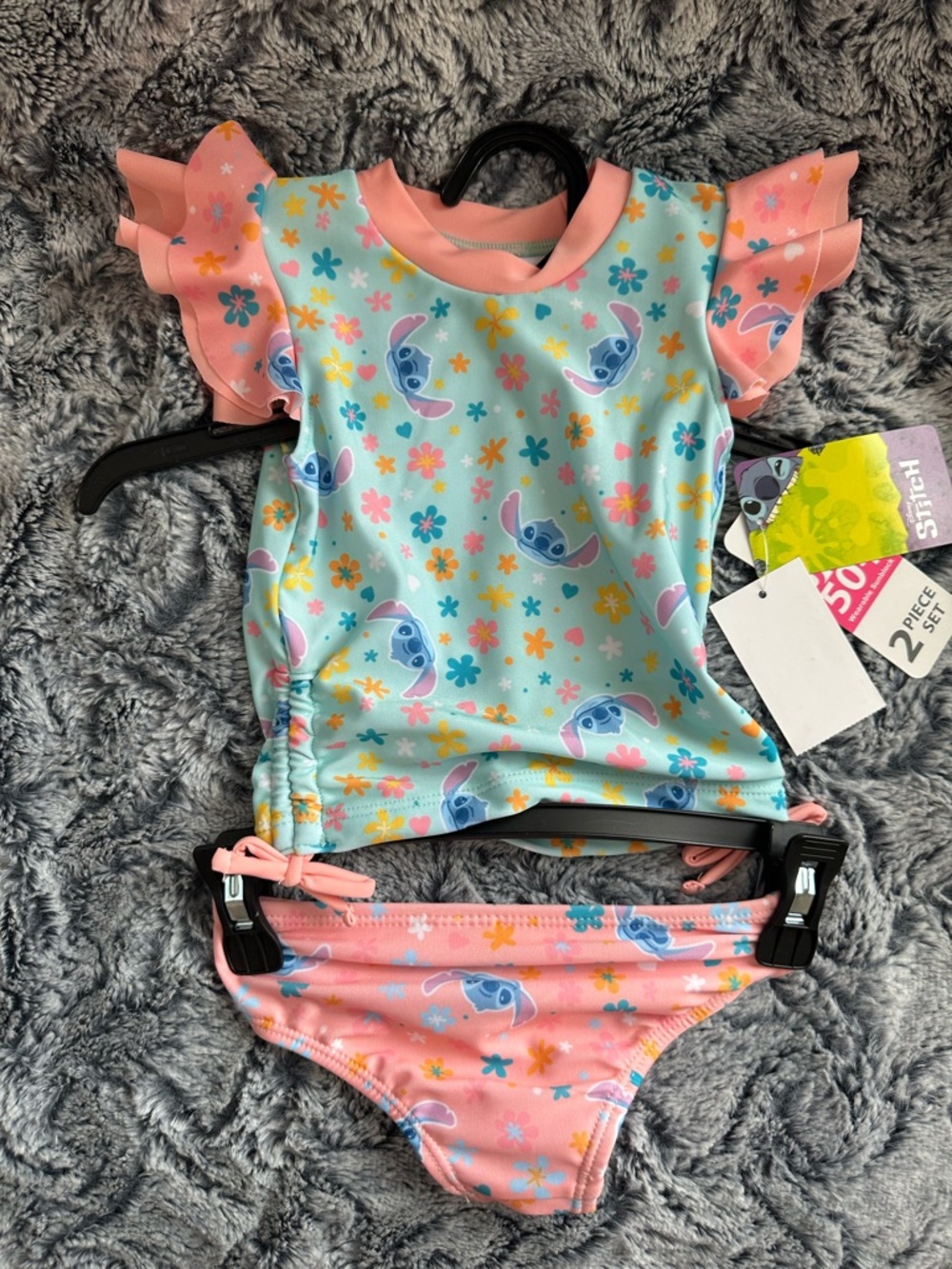 NWTS Disney Stitch Two-Piece Tankini Set - Pink, Aqua  Sz 12 months